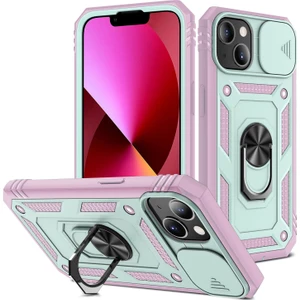 iPhone 13 Mini Slayt Lens Kapağı Kart Yuvası Halkalı Standlı Kılıf (Yurt Dışından)