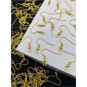 Hedef Bijuteri 100 Adet Gold Renk - Altın Sarısı Renk Küpe Kancası,çengelli Küpe Klipsi,küpe Yapım Malzemesi