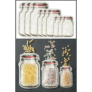 Dream Plus 9 Adet 3 Boy Kavanoz Görünümlü Kilitli Saklama Kabı / 150ML - 500ML - 620ML