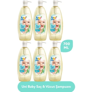 Uni Baby Saç ve Vücut Şampuan 700ML (Pompalı) (6 Lı Set)