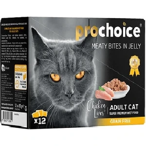 Prochoice Pouch Tahılsız Tavuklu ve Ciğerli Yetişkin Yaş Kedi Maması 85 gr  x 12