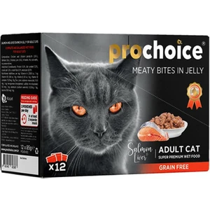 Prochoice Pouch Tahılsız Somon ve Ciğerli Yetişkin Yaş Kedi Maması 85 gr x 12