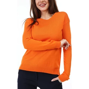 AQE FASHION Kadın Turuncu V Yaka Kazak