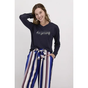 Arnetta 1481 Always Love Yourself Lacivert Kadın Uzun Kol Pijama Takımı