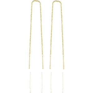 Söğütlü Silver 925 Ayar Gümüş Altın Yaldızlı Zincir Model Kadın Küpe – Zarif ve Şık Takı Aksesuarı