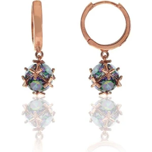 Söğütlü Silver Mistik Topaz Taşlı Top Küpe