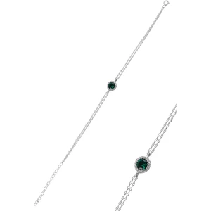 Söğütlü Silver Gümüş  Kök Zümrüt Taşlı Pırlanta Montürlu Bileklik