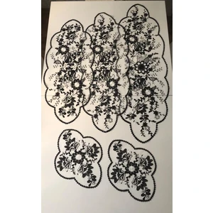 Kordone Nakışlı Tül 5li Takım (Siyah-Krem)
