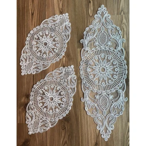 Anglez Kordone 3 Parça Yatak Odası Takımı Krem Gümüş Yaldızlı