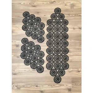 Anglez Kordon Nakışlı 3 Lü Salon/yatak Odası Takım (Siyah)