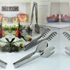 Paslanmaz Çelik 3'lü Maşa Seti Pasta Salata ve Makarna Maşası