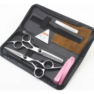 Smith Chu 5 Parça Smith Chu 6.0 Inch 17 cm Profesyonel Deri Çantalı Kuaför Berber Saç Makas Seti