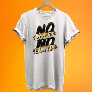 Kural Yok Limit Yok Baskılı %100 Pamuk Oversize T-Shirt Büyük Beden Tişört
