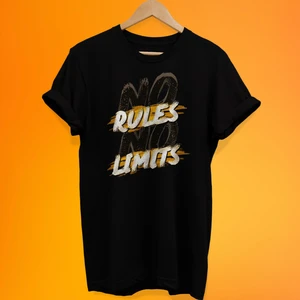 Kural Yok Limit Yok Baskılı %100 Pamuk Oversize T-Shirt Büyük Beden Tişört