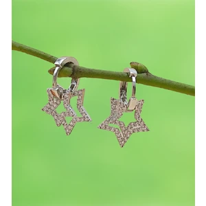 925 Gümüş Çift Yıldız 925 Ayar Gümüş Küpe