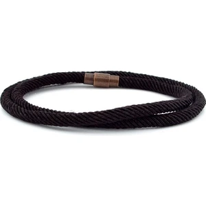 Iki Sıra Sarma Koyu Kahve Örgü Ip Erkek  Bileklik