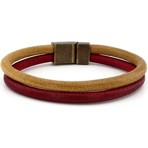 Bordo Taba  Deri Metal Mıknatıs  Bileklik