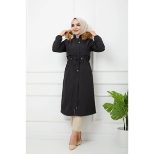 Vibeys Collection Siyah Içi Kürkü ve Su Geçirmez Bayan Kışlık Mont&kaban