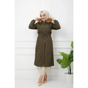 Vibeys Collection Haki Içi Kürkü ve Su Geçirmez Bayan Kışlık Mont&kaban