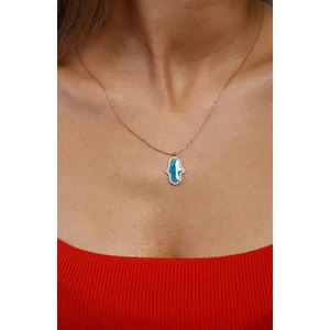 Silver Mineli Fatma Ana Eli 925 Ayar Gümüş Kolye