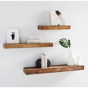Tekli Masif Ahşap Gizli Vidalı Uçan Raf  40 cm