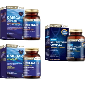 Omega 3 2000 Mg 60 Kapsül + Omega 3 +Coq-10(Koenzim) 60 Kapsül + Men's Multivitamin 60 Tablet