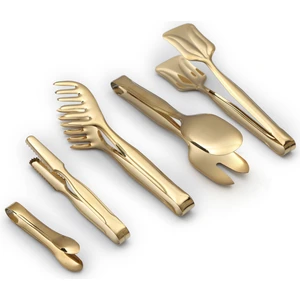 Titanyum Gold 5"li Makarna Salata Pasta Şeker ve Buz Maşa Takımı-Gold
