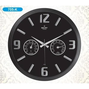 705-BK Termometre ve Baramotre Özellikli Kabartma Rakamlı Ev ve Ofis Duvar Saati 38 cm