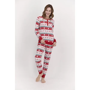 Pierre Cardin Pierre Cardin Geyikli Kırmızı Kadın Pijama Takımı