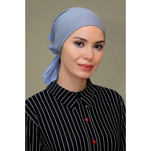 Hürrem Bone Gri Pratik Hazır Geçmeli Tesettür Bone Petekli Güllü - Hürrem 1201