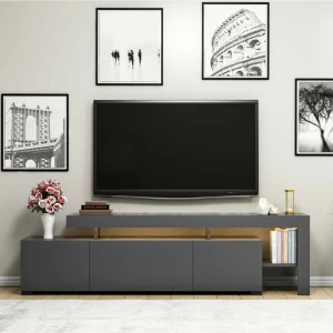 BMdekor TV Sehpası Buğra Antrasit LED Işıklı