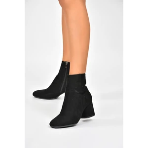 Fox Shoes Siyah Süet Kalın Topuklu Kadın Bot L251089302