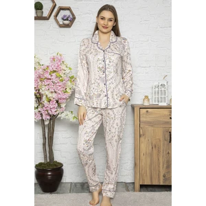 Miss Perry Bayan Dokuma Pamuk Saten Uzun Kollu Pijama Takımı
