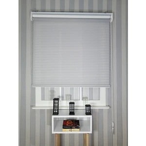 Serin Home Collection Açık Gri Yeni Sezon Çiftli Mekanizma Stor Tül ve Güneşlik