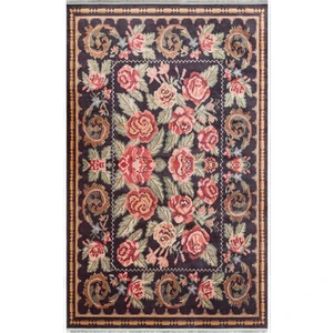 Eko Halı Antique 02 Siyah Yıkanabilir Kaymaz Taban Desenli Halı