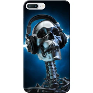 Hesaplı Dünya Apple iPhone 8 Plus Kılıf Kulaklık Müzik Metal İskelet Baskılı Esnek TPU Silikon