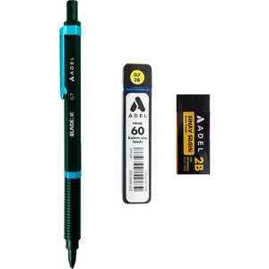 Blackline Metal Gövdeli Versatil Kalem Siyah - Mavi 0.7 mm + Adel 0,7 mm Uç 60'lı + Silgi