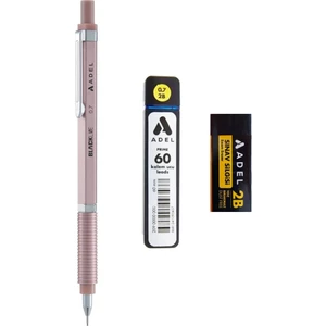 Blackline Metal Gövdeli Versatil Kalem Rose Gold 0.7 mm + Adel 0,7 mm Uç 60'lı + Silgi