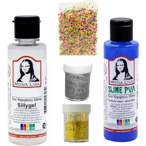Slime Seti Fosforlu Mavi Renk 70 ml Renkli Slaym Südor Sılaym Seti 70 ml Slime Borax