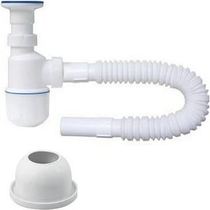 Taslı Lavabo-Evye Körüklü Sifon 70 cm + Adaptör Takoz Conta