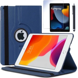 Apple iPad 9 Kılıf 9. Nesil A2602 10.2 Dönebilen Tablet Kılıfı + Ekran Koruyucu + Tablet Kalemi Lacivert