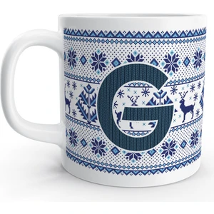 Rock'n Fox G Harfi Kış Nostaljisi Yılbaşı Noel Örgü Tasarım  Harfli Kupa Bardak