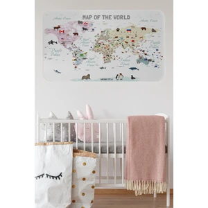 Harita Sepeti Eğitici ve Bayraklı Dünya Haritası Dünya Atlası Çocuk ve Bebek Odası Duvar Sticker 