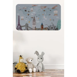 Harita Sepeti Eğitici Dünya Haritası Dünya Atlası Çocuk ve Bebek Odası Duvar Sticker 3820