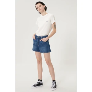 Kadın Koyu Mavi Denim Kot  Şort