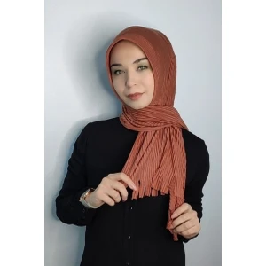 Moda Mevsimi Moda Bone Pratik Piliseli Pamuk Hazır Şal Kiremit