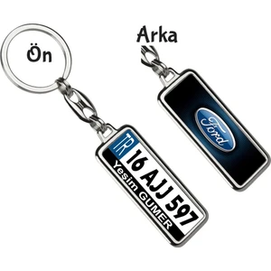 Hediye Zengini Kişiye Özel Plaka Metal Anahtarlık | Ford Metalik Logo