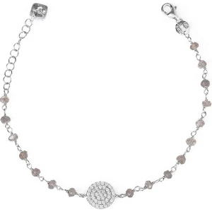 Coşar Silver Zirkon Taşlı Pırlanta Montür Gümüş Rengi Altın Kaplama Iolite Rosary Yuvarlak Gümüş Bileklik