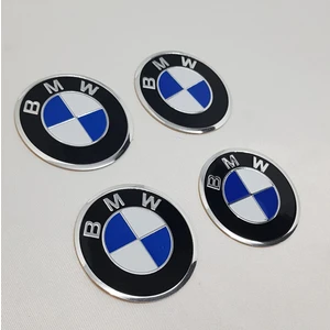 Jant Göbeği  Arma Bmw Alüminyum Yapıştırma 60 mm Mavi 4'lü Set