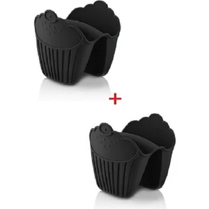 Silikon Siyah Cupcake Şekilli Fırın Eldiveni 2' Li